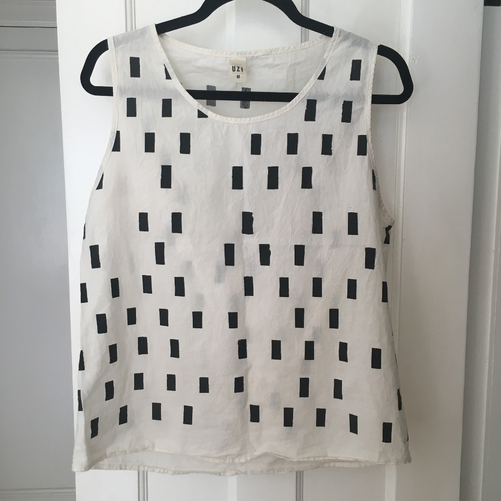 Uzi NYC block print boxy tank